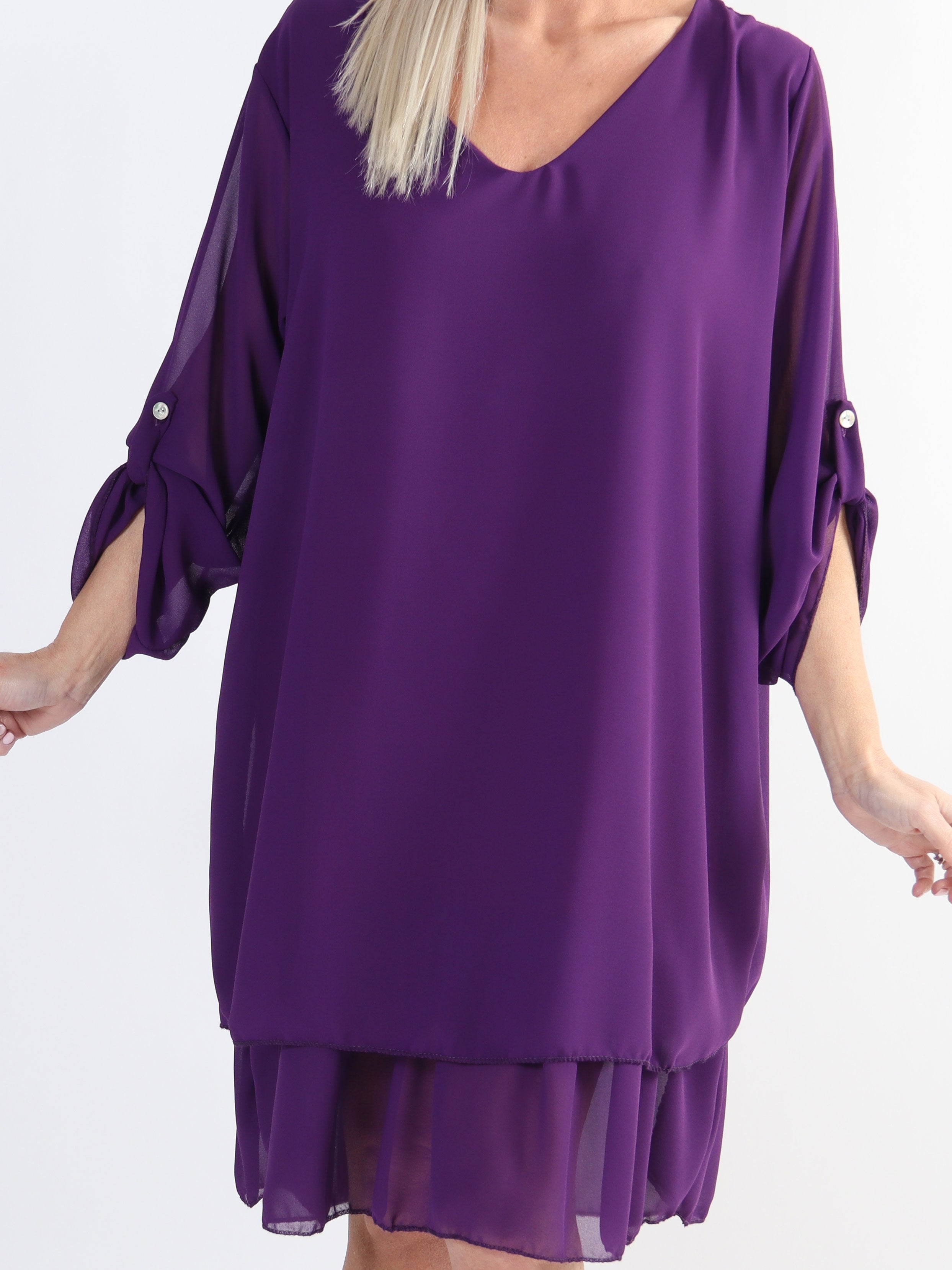 Jill - Chiffon tunikakjole med viskose underkjole